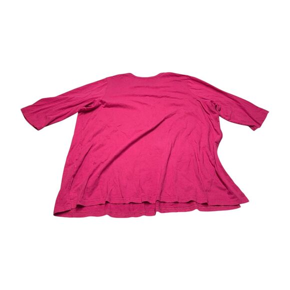 Woman Within Tunic Blouse Women 22/24 1X Pink Cotton Front Half Zip Short Sleeve - Picture 3 of 7